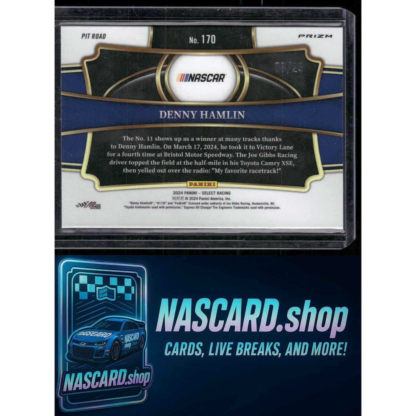 2024 Panini Select #170 Denny Hamlin Tie-Dye Prizms #/25 - NASCARD.shop