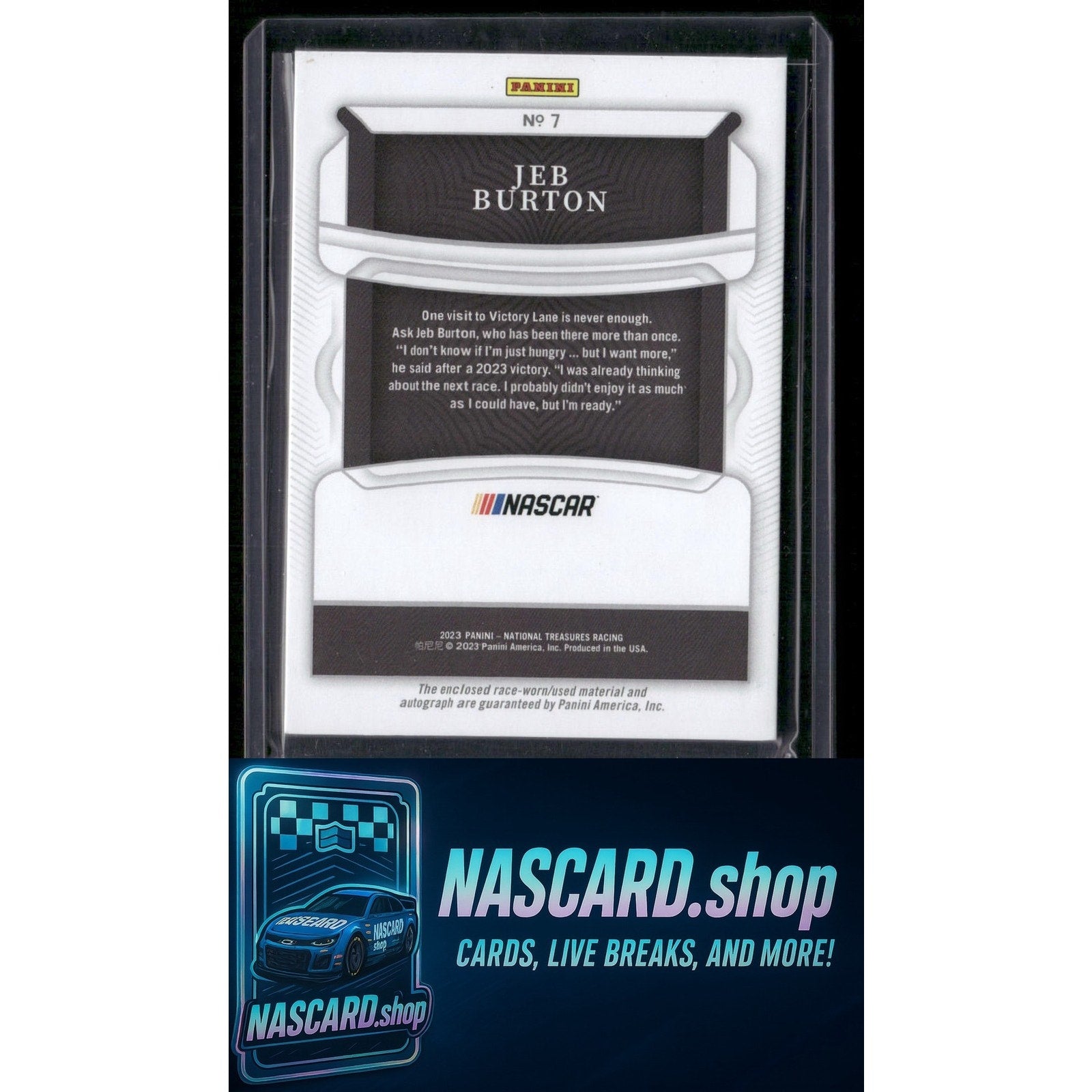 2023 National Treasures #7 Jeb Burton Colossal Materials Signatures Green #5/5 - NASCARD.shop
