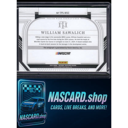 2024 National Treasures William Sawalich Track Pass Signatures Holo Gold #10/10 - NASCARD.shop