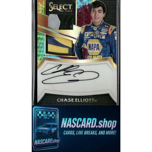 2017 Panini Select Chase Elliott Signature Swatches Duals Tie-Dye Prizms /24 - NASCARD.shop