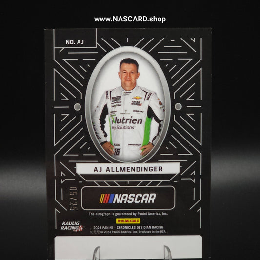 2023 Panini Chronicles Obsidian Signatures AJ Allmendinger Electric Pink /25 - NASCARD.shop