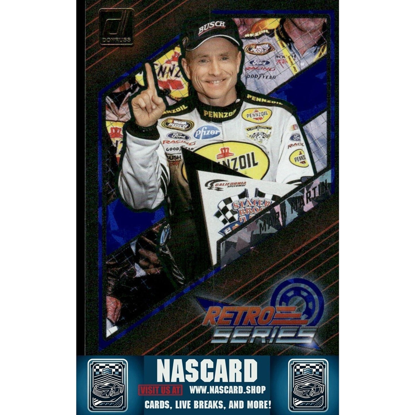 2024 Panini Donruss NASCAR - Retro Series Mark Martin #17 Blue Cracked Ice 24/35