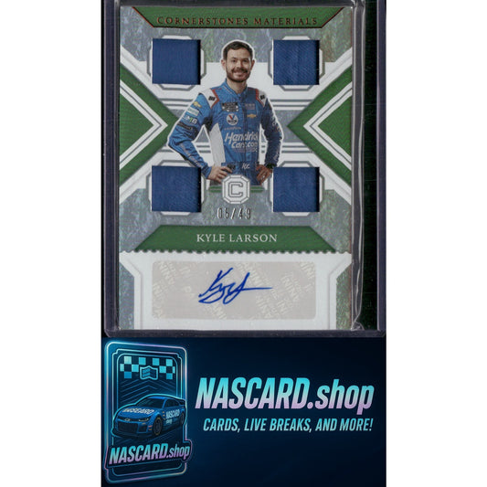 2023 Panini Chronicles #3 Kyle Larson Cornerstones Materials Signatures Red