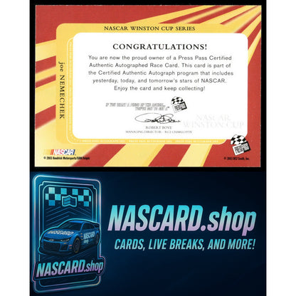 2004 Press Pass Joe Nemechek Autographs