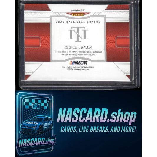 2024 National Treasures Ernie Irvan Quad Race Gear Graphs Holo Silver #/25 - NASCARD.shop