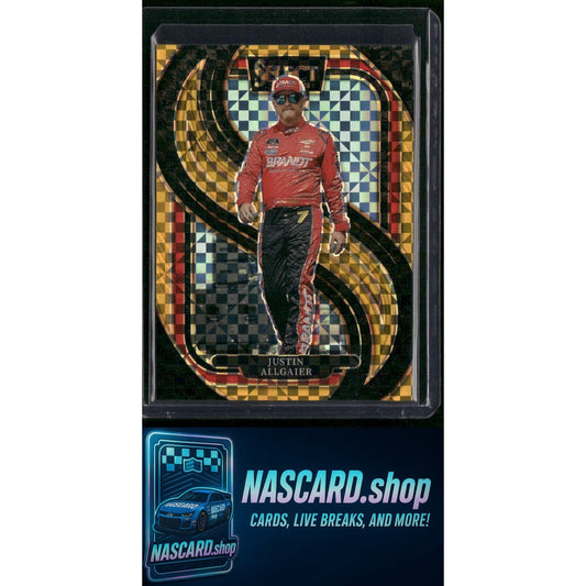 2025 Select Racing #283 Justin Allgaier Trackside Power Plaid Gold Prizms #/13 - NASCARD.shop