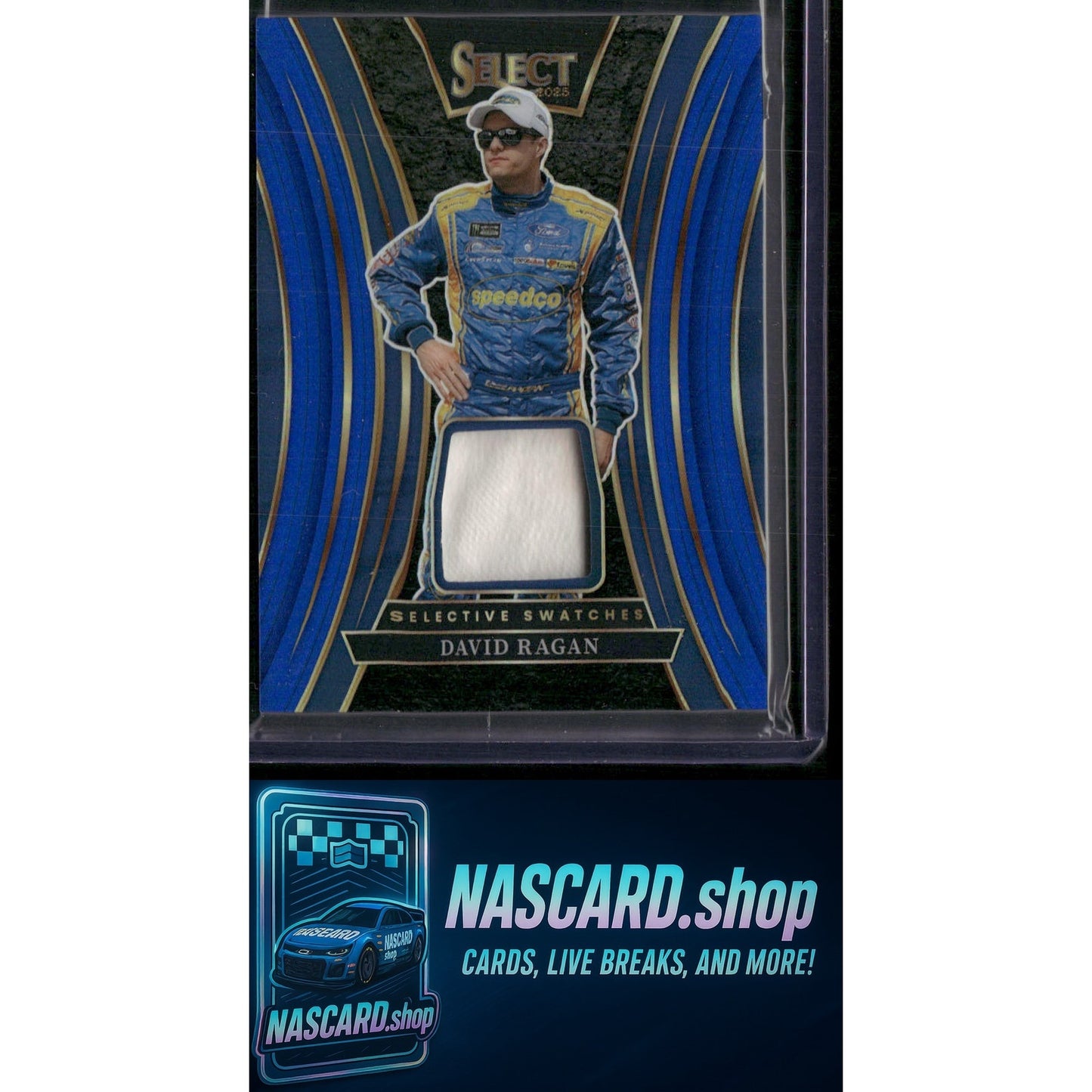 2025 Panini Select #SS-DRG David Ragan Selective Swatches Blue Prizms #/35