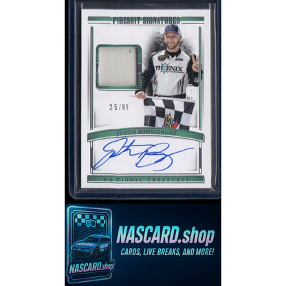 2023 Panini National Treasures Justin Bonsignore Firesuit Signatures #/99