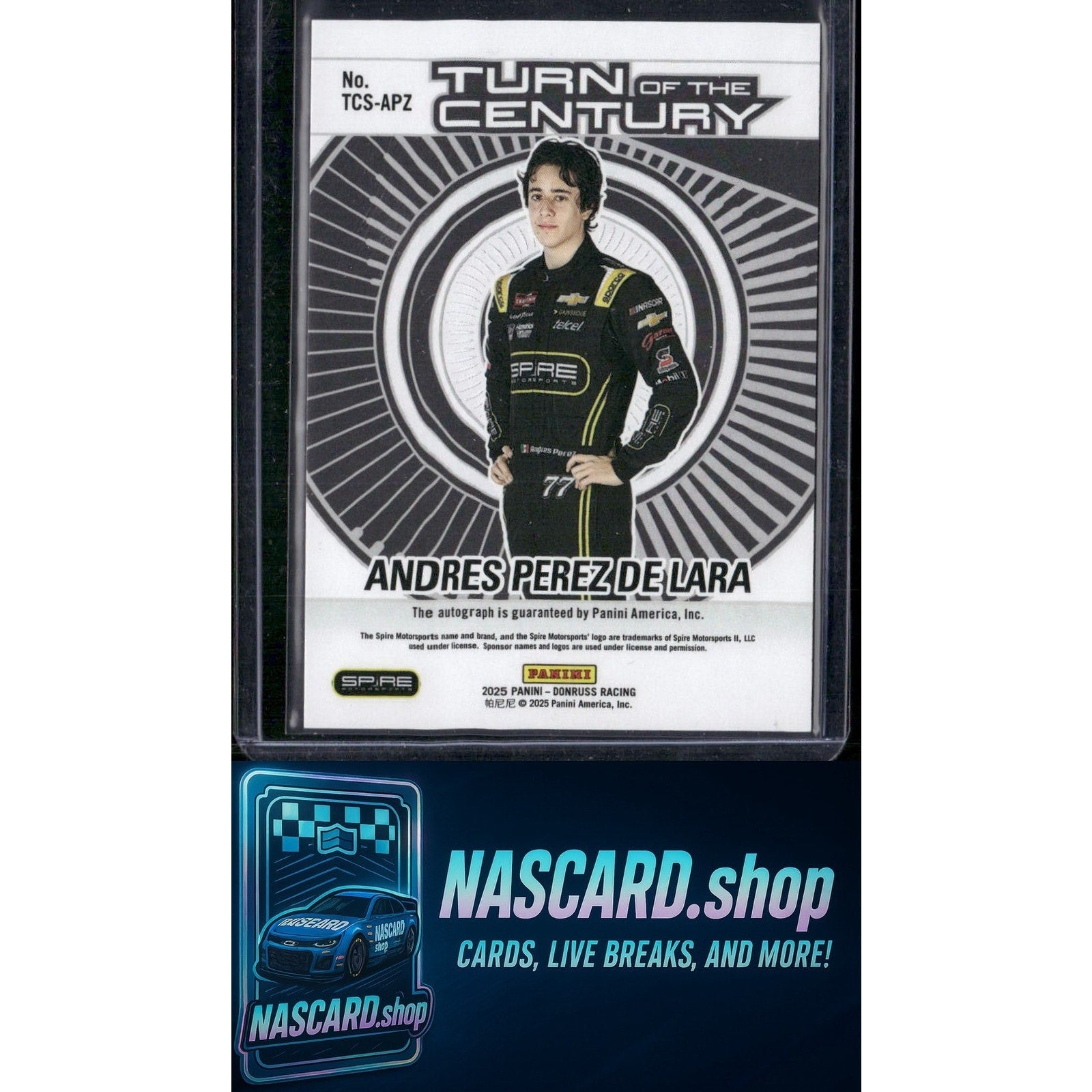 2025 Donruss Andres Perez De Lara Turn of the Century Auto Blue Xplosion /25 - NASCARD.shop
