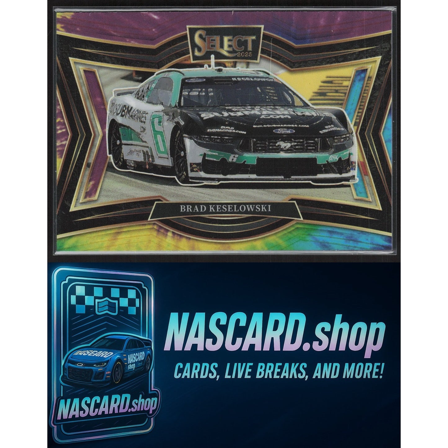 2025 Panini Select #152 Brad Keselowski Tie-Dye Prizms #/25