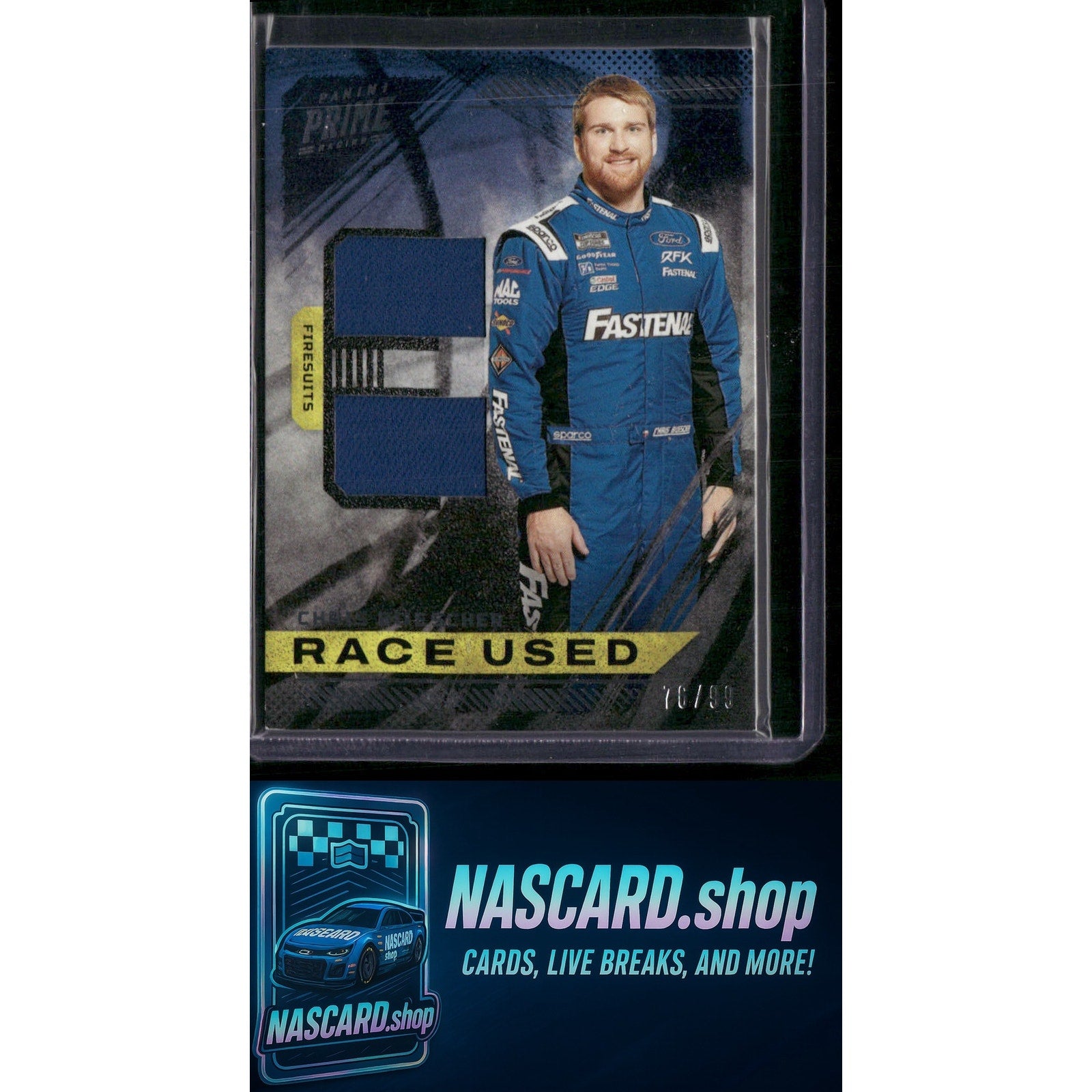 2023 Panini Prime #RUD-CBU Chris Buescher Race Used Duals Firesuits #/99 - NASCARD.shop