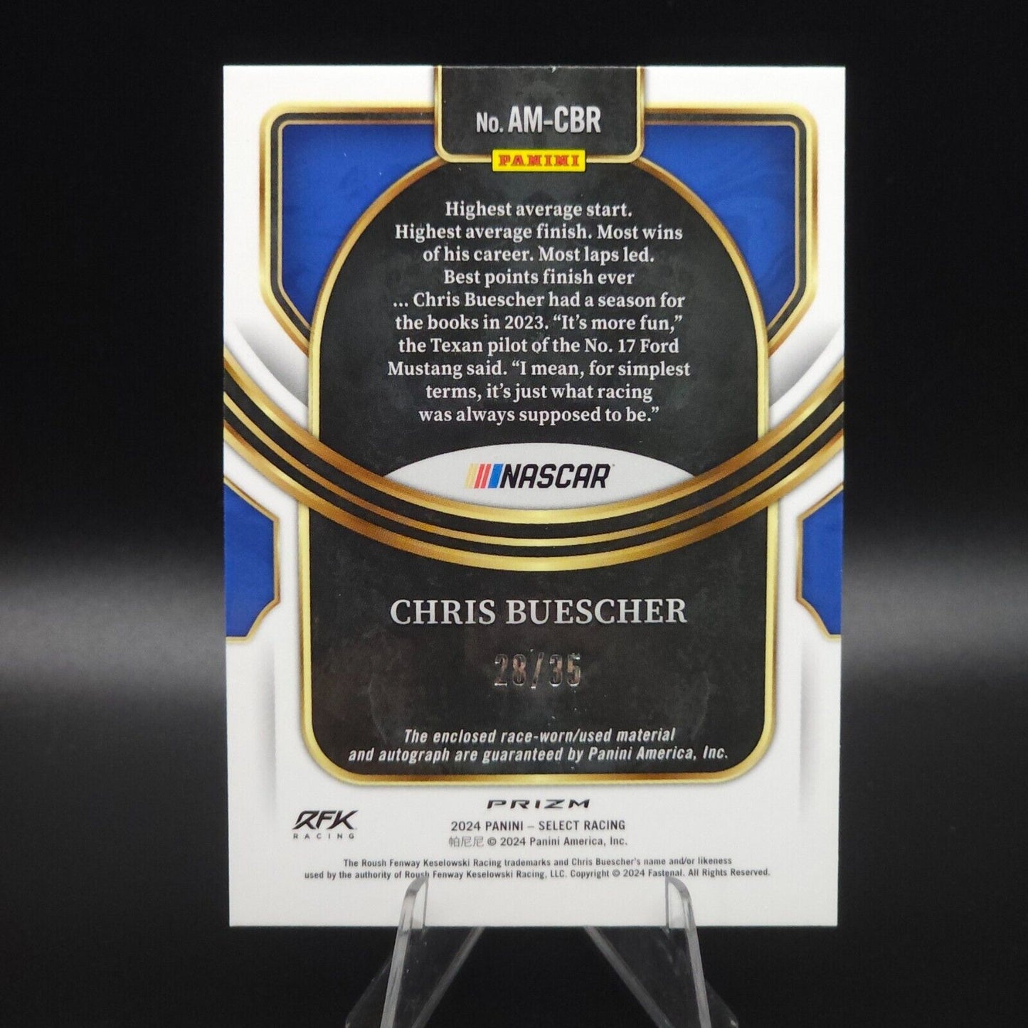 2024 Panini Select Autograph Memorabilia Blue Prizm #AM-CBR Chris Buescher /35 - NASCARD.shop