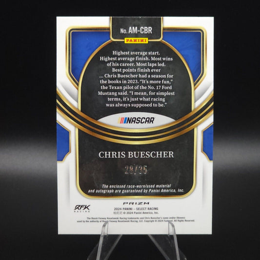 2024 Panini Select Autograph Memorabilia Blue Prizm #AM-CBR Chris Buescher /35 - NASCARD.shop