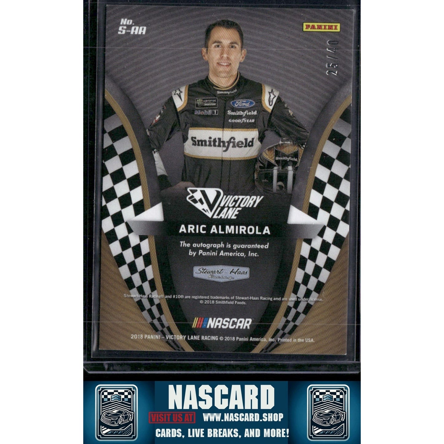 2018 Panini Victory Lane #S-AA Aric Almirola Signatures #/40 - NASCARD.shop