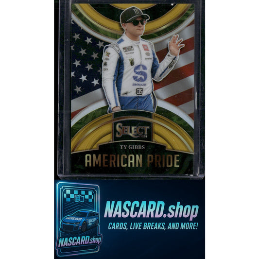 2024 Panini Select #25 Ty Gibbs American Pride Gold Prizms #/10 - NASCARD.shop
