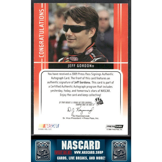 2009 Press Pass Signings Authentic Autograph Jeff Gordon #129 Purple /15 - NASCARD.shop