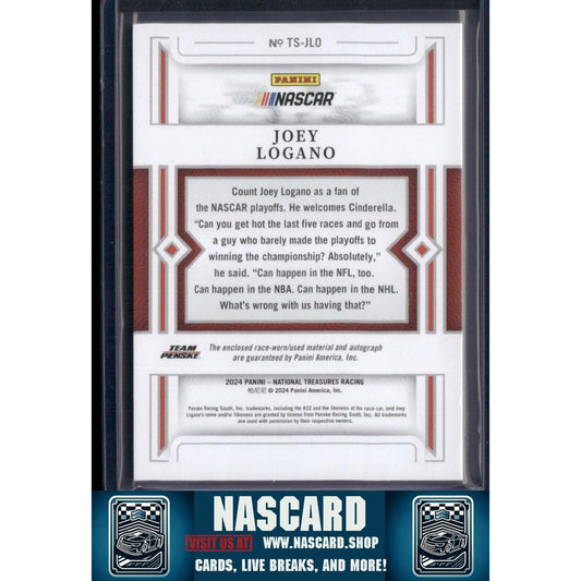 2024 Panini National Treasures #TS-JLO Joey Logano Treasured Swatches #/99