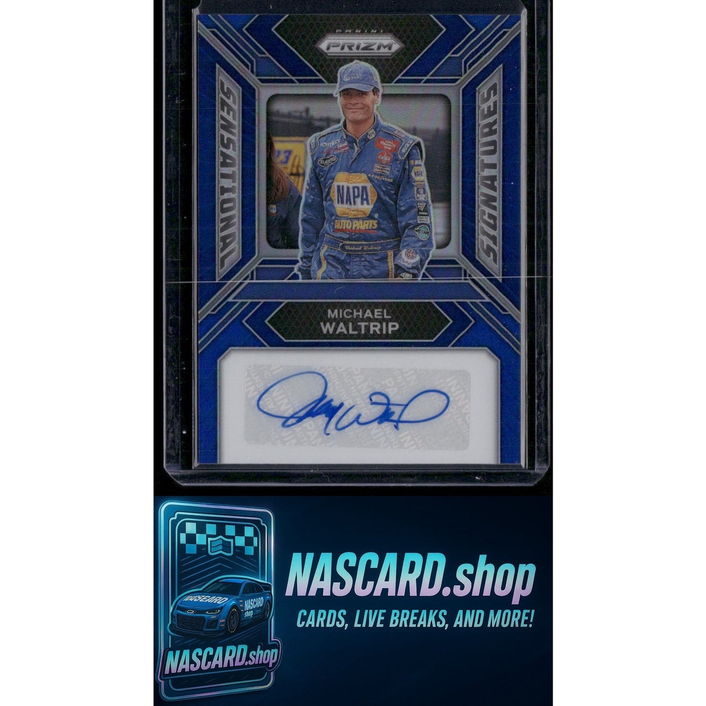 2024 Panini Prizm #SS-MWP Michael Waltrip Sensational Signatures Blue #/49
