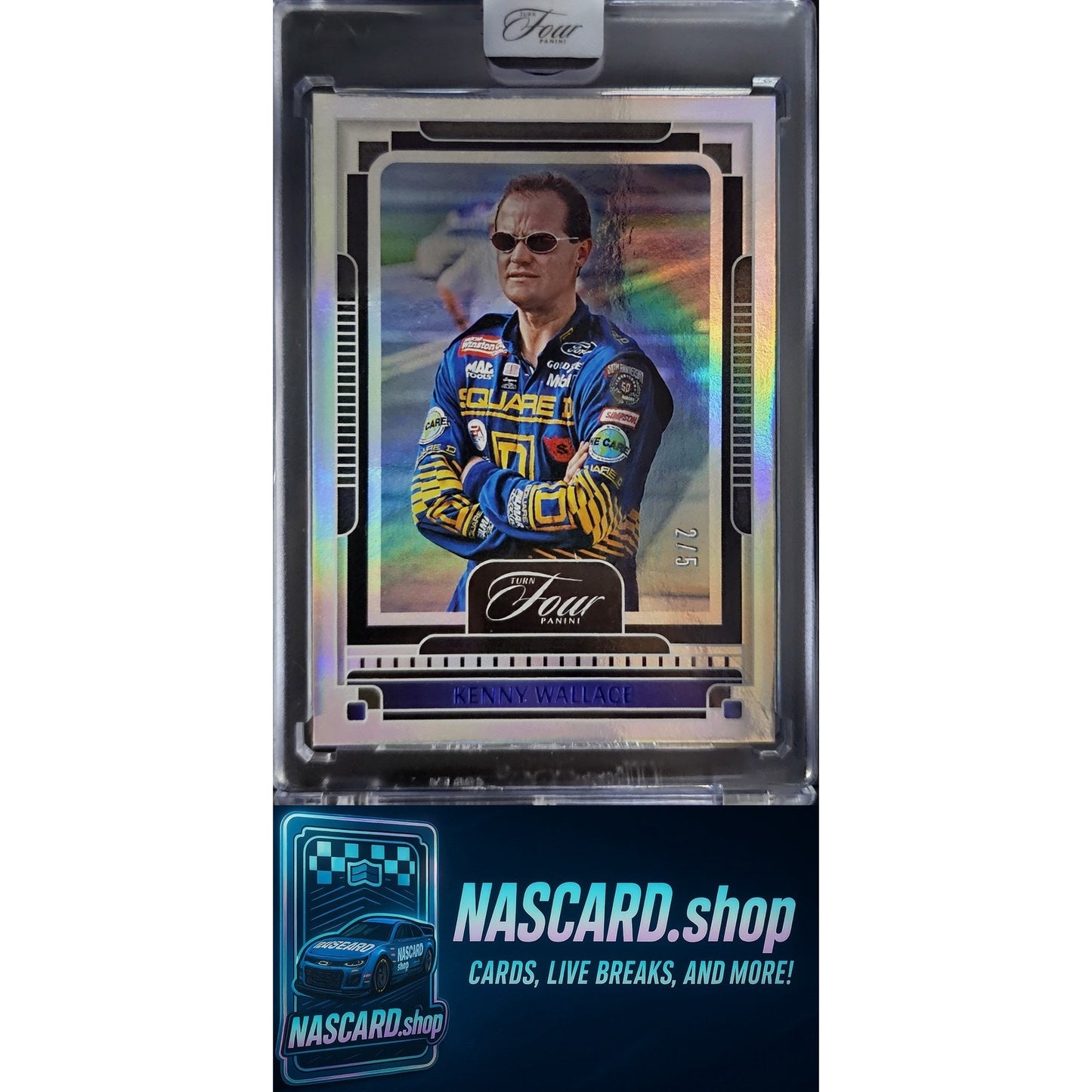 2025 Panini Turn Four #42 Kenny Wallace Blue #/5
