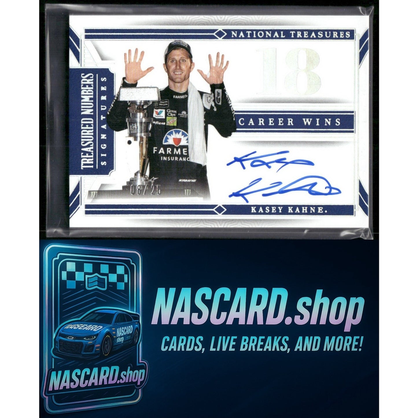 2024 National Treasures Kasey Kahne Treasured Numbers Signatures Silver #/25