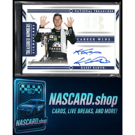 2024 National Treasures Kasey Kahne Treasured Numbers Signatures Silver #/25