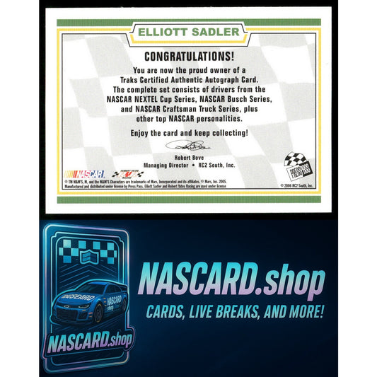 2006 Traks Reserve Elliott Sadler Autographs 25 #/25
