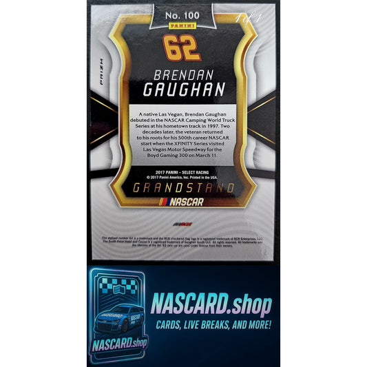 2017 Panini Select Grandstand #100 Brendan Gaughan Checkered Flag Prizms #1/1