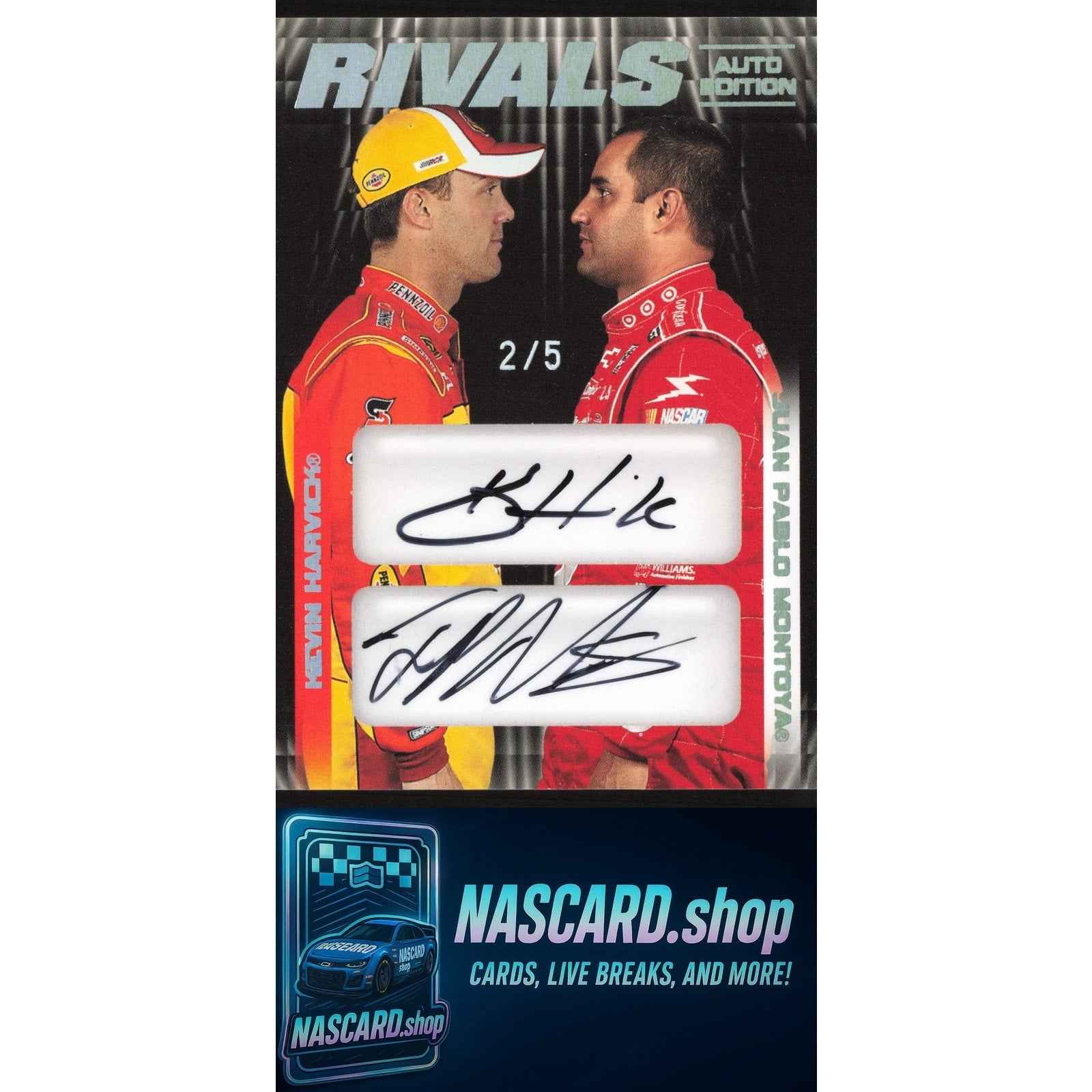 2010 Press Pass Premium Kevin Harvick / Juan Pablo Montoya Rivals Signatures #/5