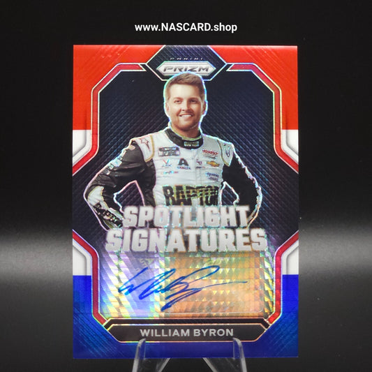 2023 Panini Prizm - Spotlight Signatures William Byron Red White Blue /35 (AU)