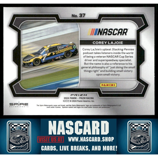 2024 Panini Prizm - Base Rides Corey LaJoie #37 White Sparkle Prizm