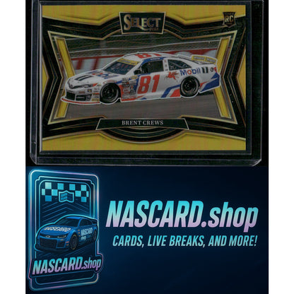 2025 Panini Select Pit Road #141 Brent Crews Gold Prizms #/10 RC