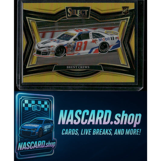 2025 Panini Select Pit Road #141 Brent Crews Gold Prizms #/10 RC