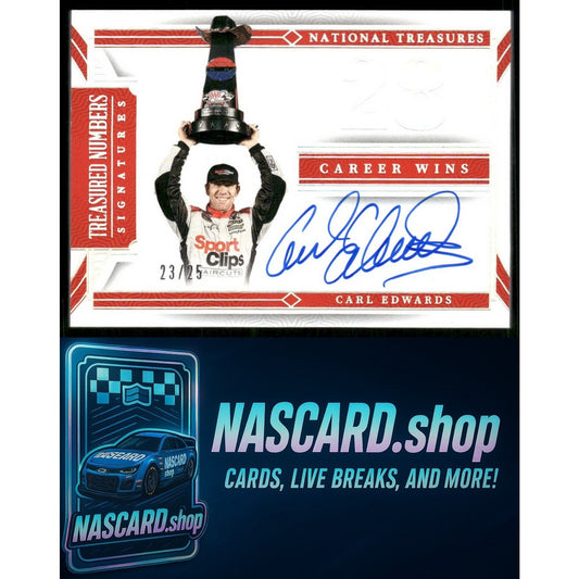 2024 National Treasures Carl Edwards Treasured Numbers Auto Holo Silver #/25