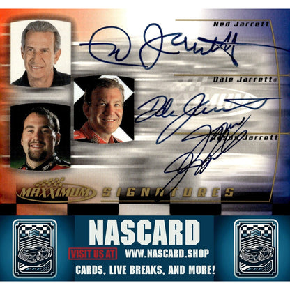 2000 Maxximum #NDJ-3 Ned Jarrett/Dale Jarrett/Jason Jarrett Signatures - NASCARD.shop