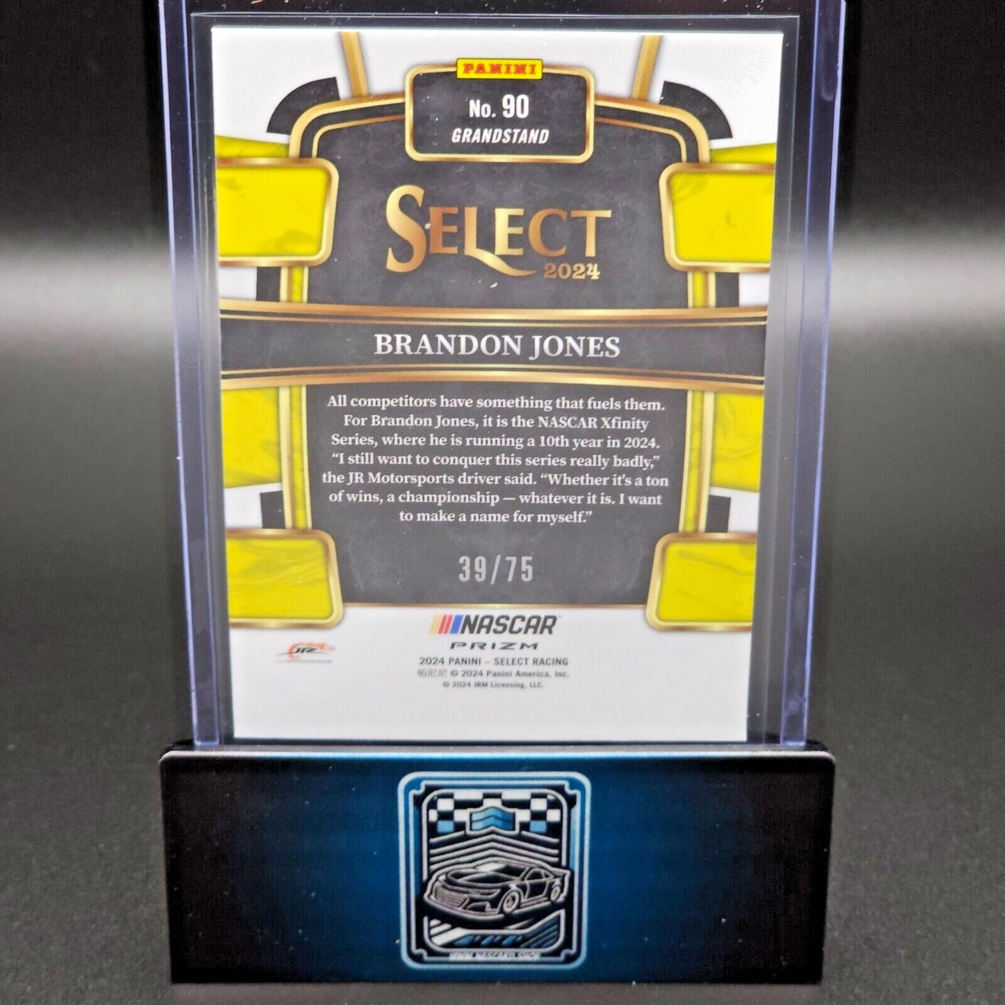 2024 Panini Select Racing Grandstand Neon Green Prizm #90 Brandon Jones 39/75