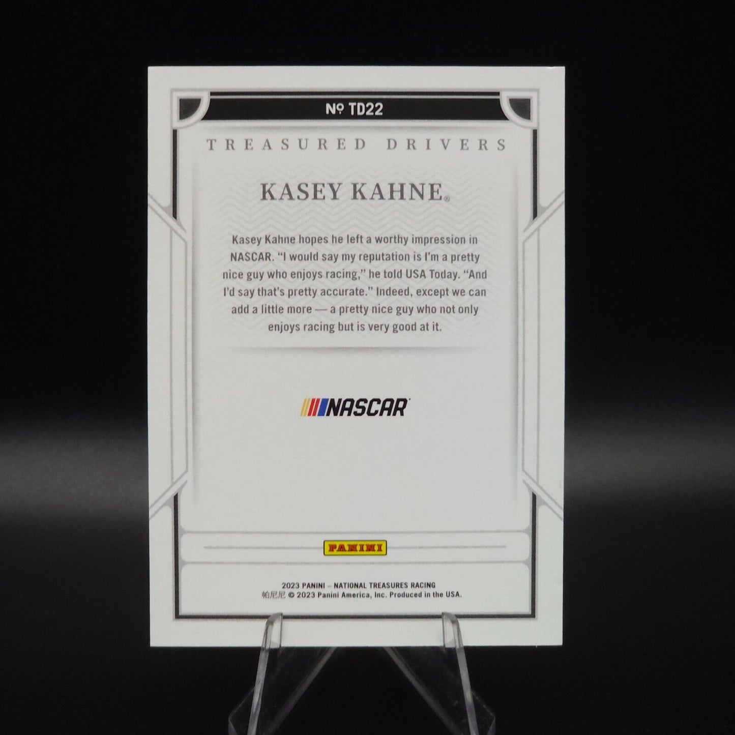 2023 Panini National Treasures - Treasured Drivers Holo Silver Kasey Kahne /15