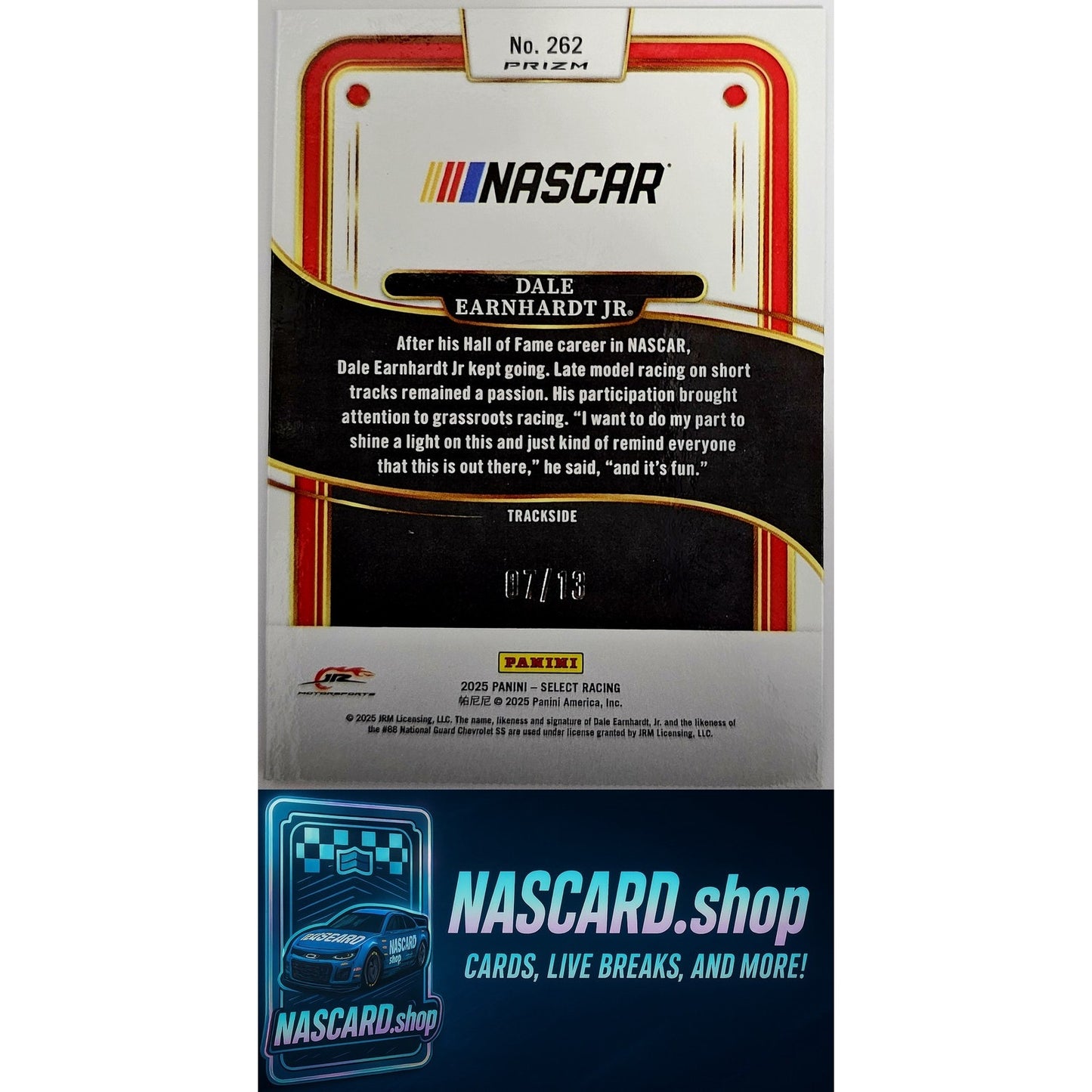 2025 Panini Select #262 Dale Earnhardt Jr Gold Power Plaid #/13