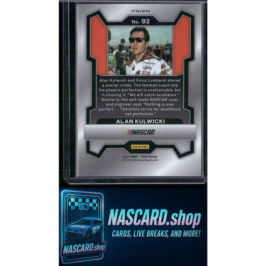 2024 Panini Prizm #92 Alan Kulwicki White Sparkle - NASCARD.shop