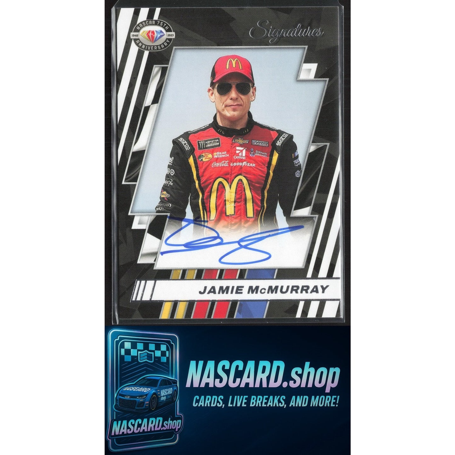 2023 Panini Prizm #75-JM Jamie McMurray NASCAR 75th Anniversary Signatures