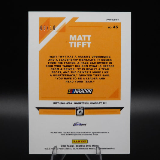 2020 Panini Donruss NASCAR - Optic Matt Tifft #45 Gold Prizm /10