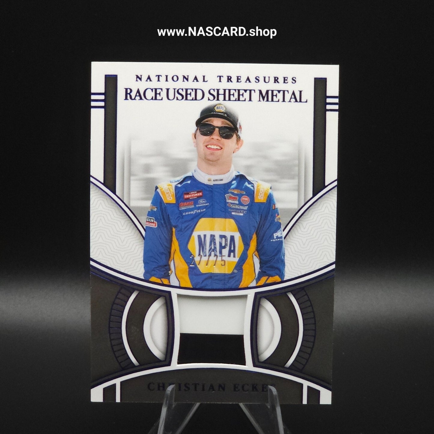 2024 Panini National Treasures Race Used Sheet Metal Blue Christian Eckes /75