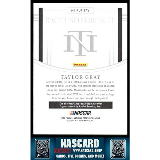 2024 National Treasures Race Used Firesuit Blue Taylor Gray /75