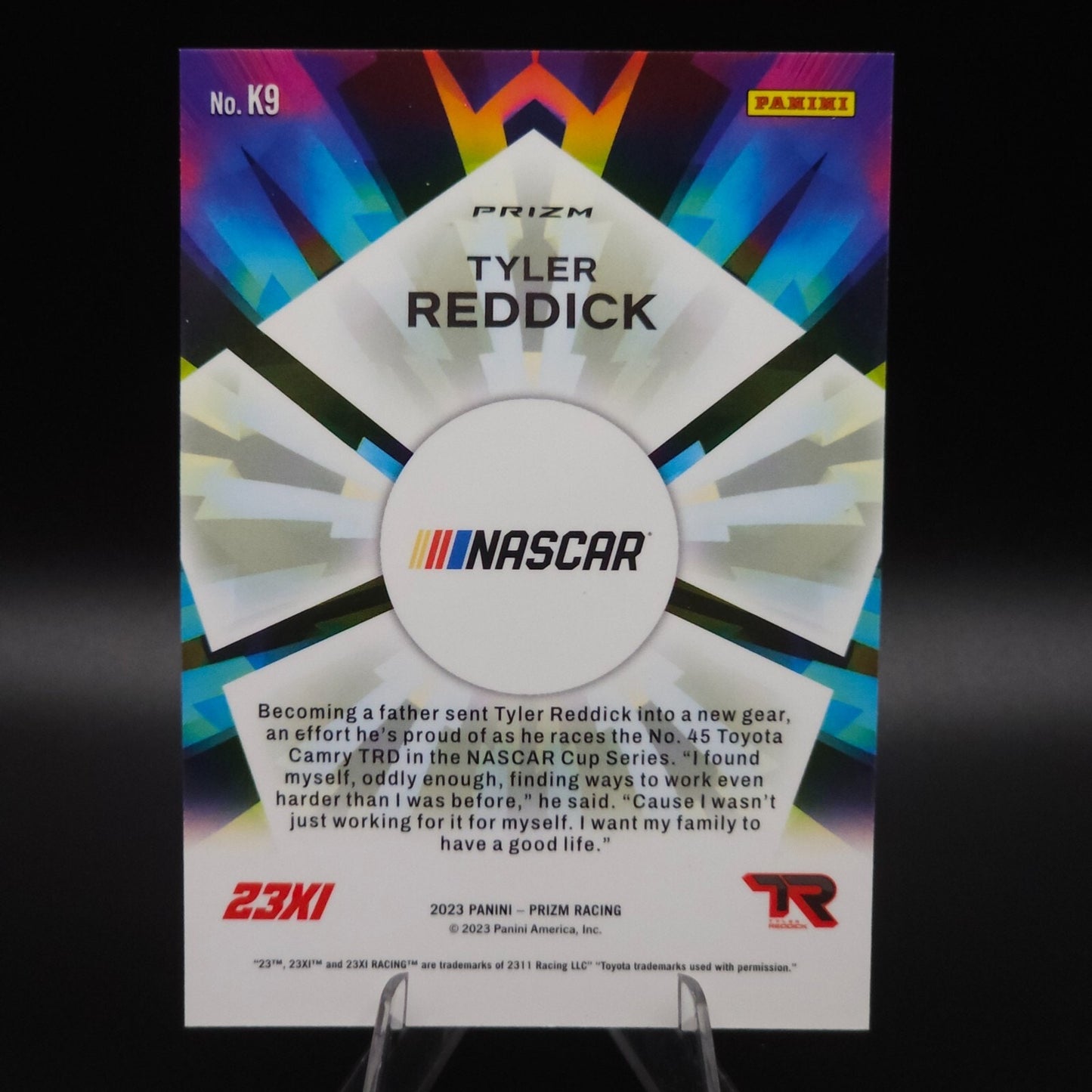2023 Panini Prizm - Kaleidoscopic Tyler Reddick #K9 White Sparkle Prizm