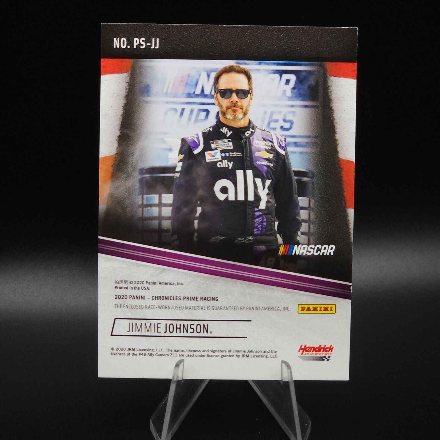 2020 Panini Chronicles - Prime Swatches Holo Gold #PS-JJ Jimmie Johnson /10 - NASCARD.shop