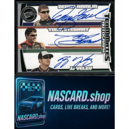 2007 Press Pass Eclipse Denny Hamlin Tony Stewart J.J. Yeley Teammates Autographs #/25 - NASCARD.shop