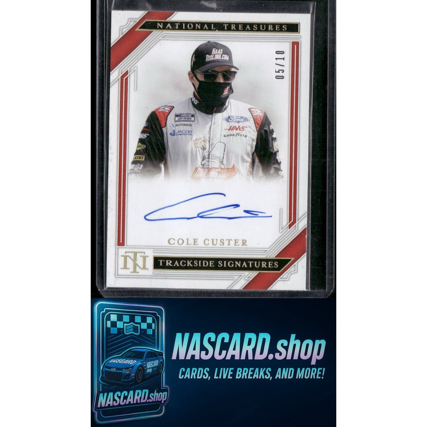 2021 Panini National Treasures Cole Custer Trackside Signatures Holo Gold #/10