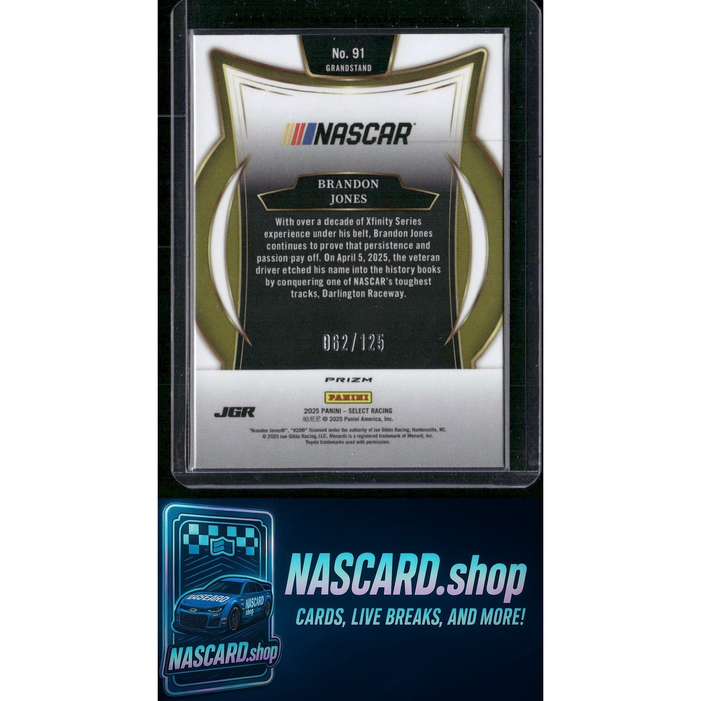 2025 Panini Select #91 Brandon Jones Red Prizms #/125 - NASCARD.shop