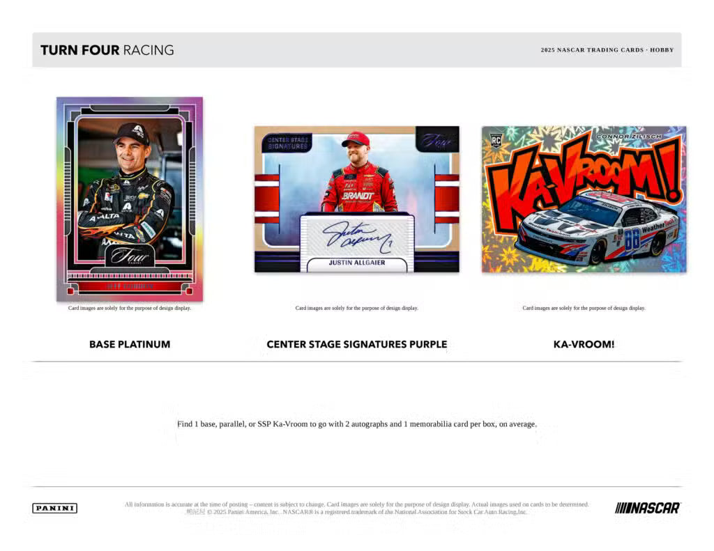 2025 Panini Turn Four Racing Hobby Box - NASCAR Trading Cards with Autographs
