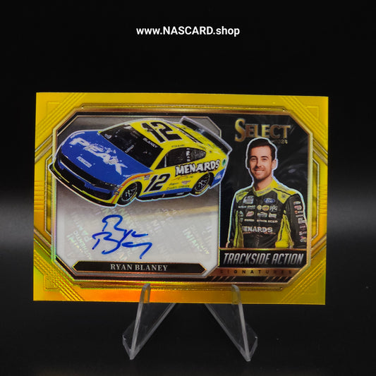 2024 Panini Select Trackside Action Signatures Gold Prizm Ryan Blaney /10