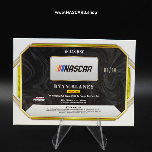 2024 Panini Select Trackside Action Signatures Gold Prizm Ryan Blaney /10